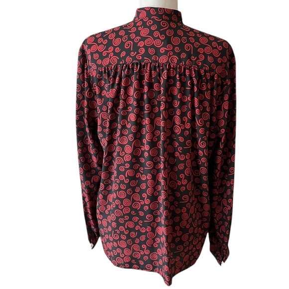 Vintage Lilli Ann Collections Secretary Ascot Button Down Blouse  Abstract Print - Picture 4 of 12